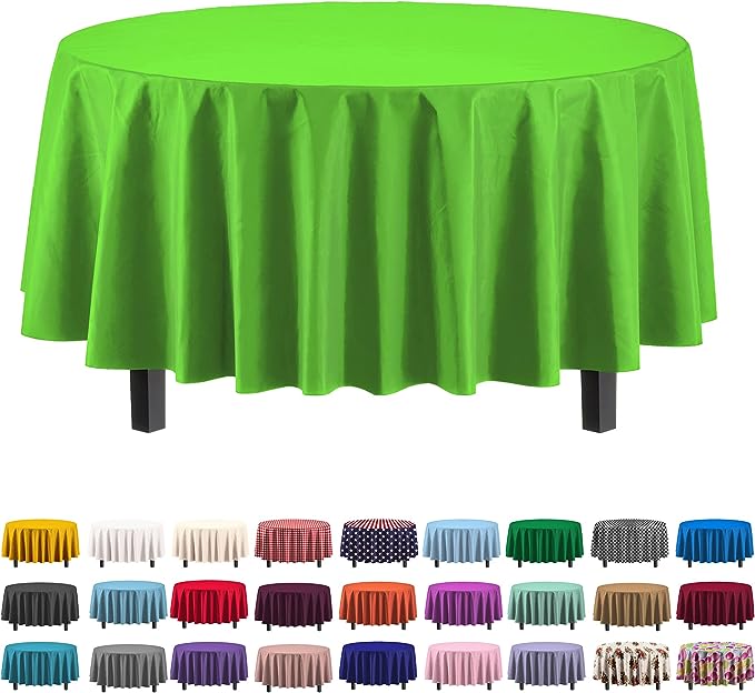 Round Lime Green Plastic Table Cover | Case of 48