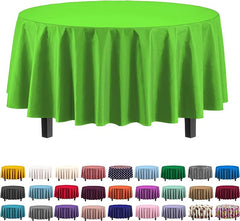 Premium Round Lime Green Plastic Table Cover | Case of 96