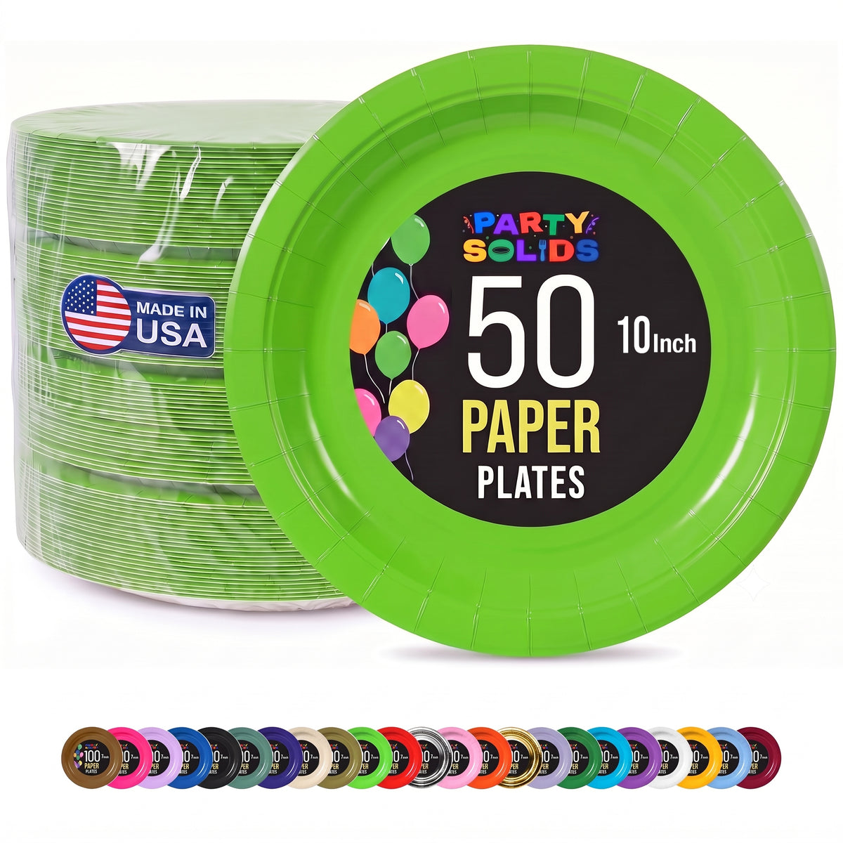 10 In. Lime Paper Plates - 50 Ct.