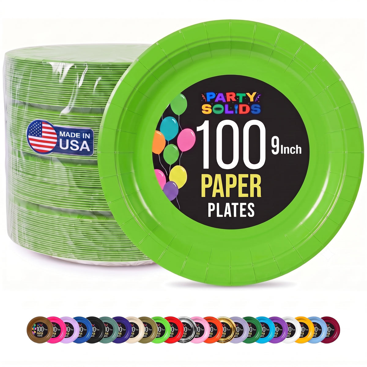 9 in. Lime Green Paper Plates | 100 Count