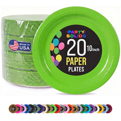 10 In. Lime Green Paper Plates - 20 Ct.