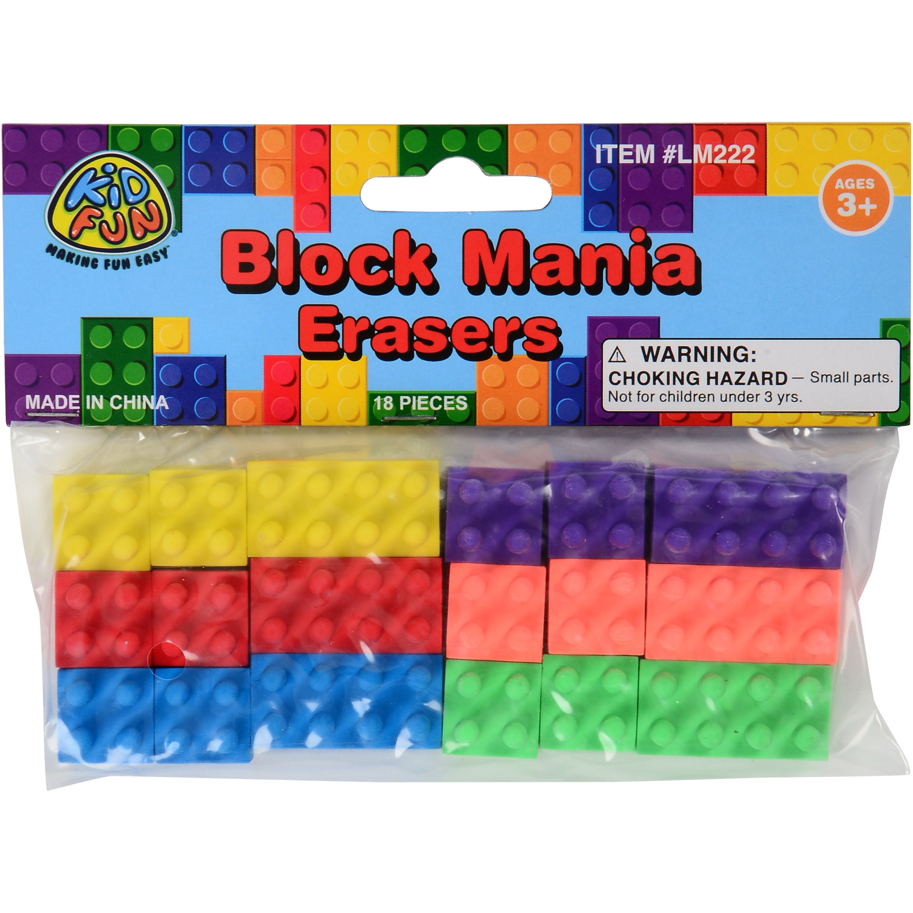 Block Mania Erasers/18 Per Pkg