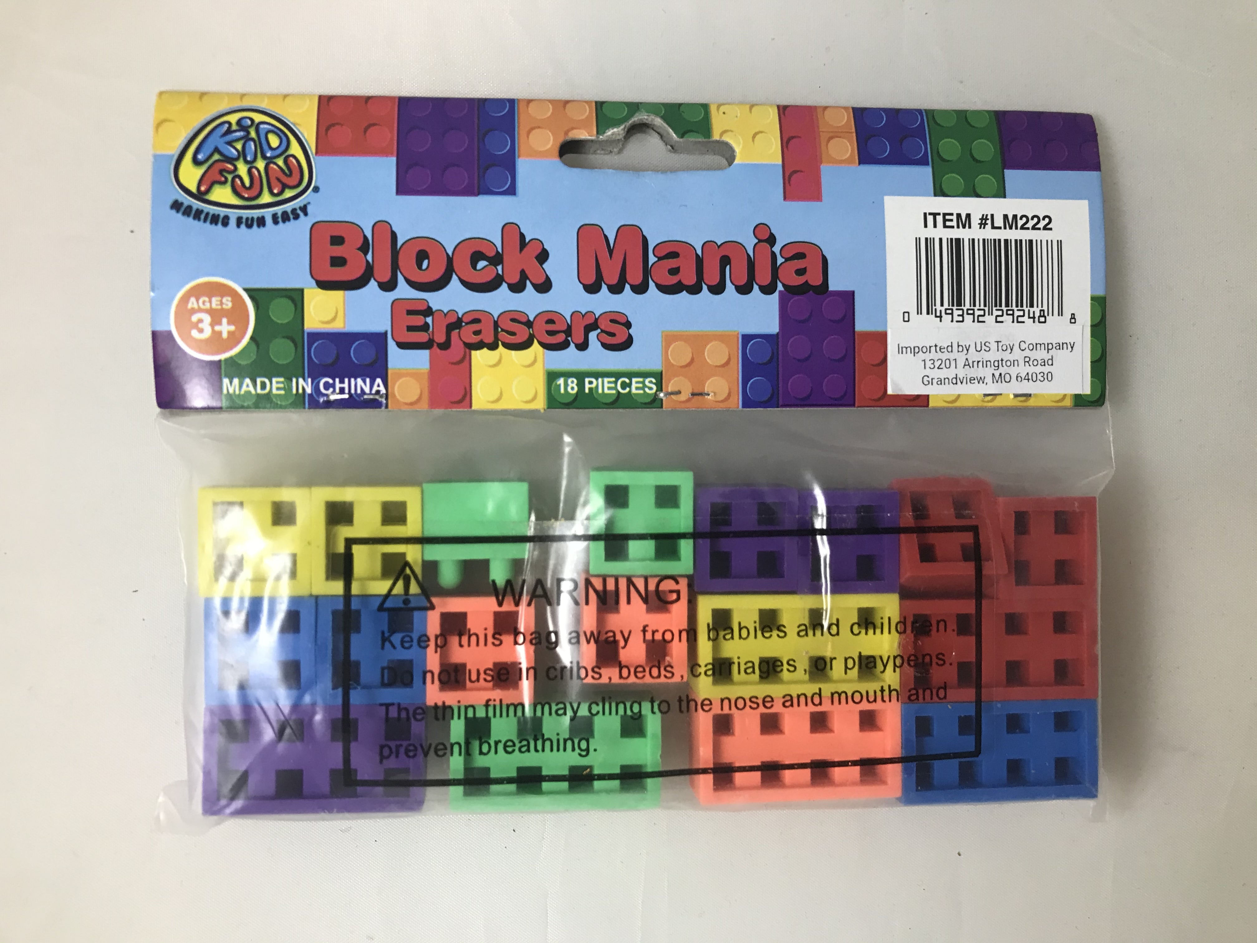 Block Mania Erasers/18 Per Pkg