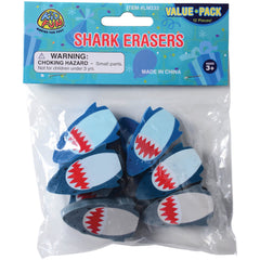 12-pack value pack of shark eraser party favors