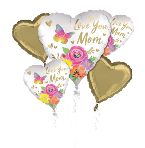 Love You Mom Floral 26" Foil Balloon Bouquet