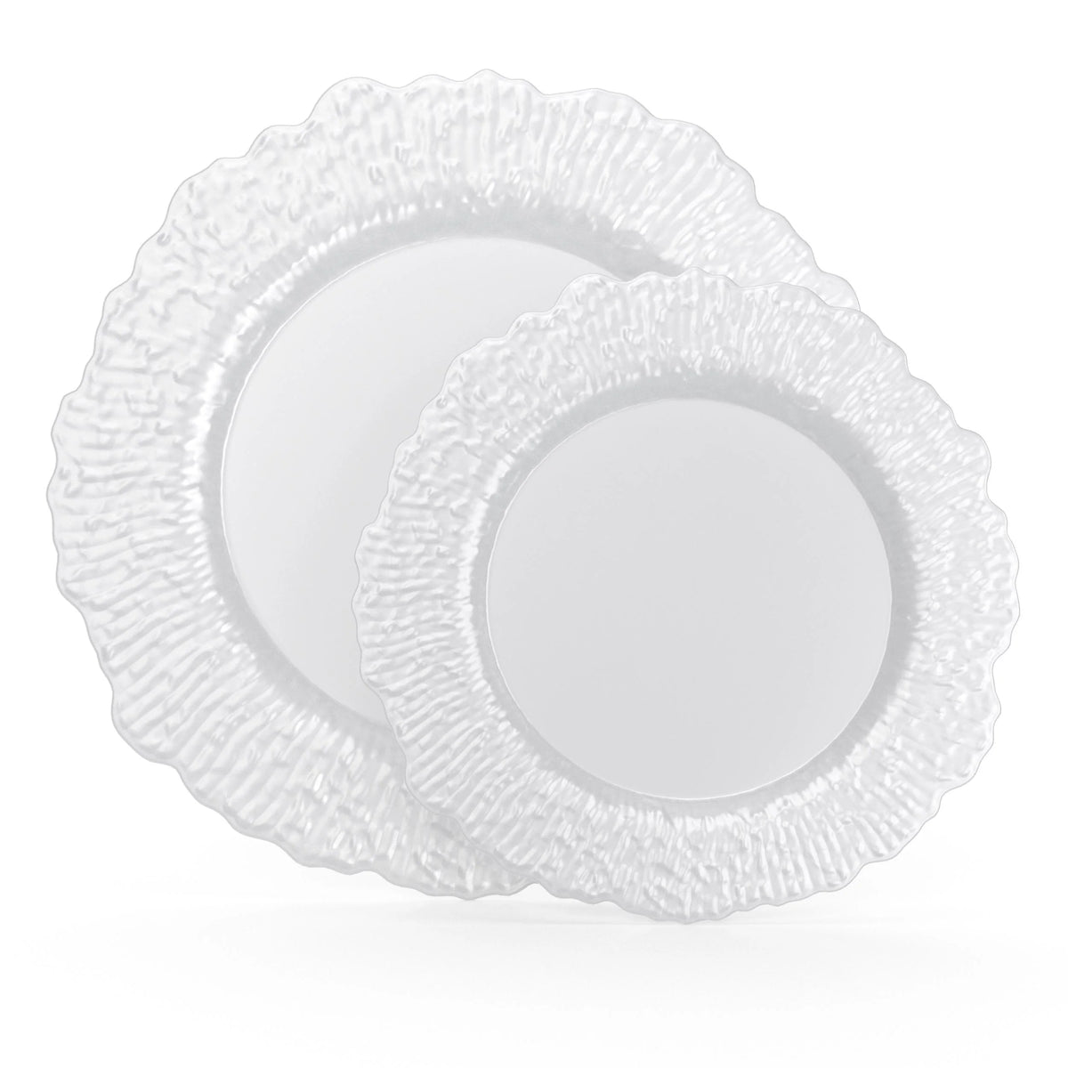 7 Inch and 10 Inch Leaf Plate Combo 15|15 - Pearl White