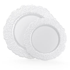 7 Inch and 10 Inch Leaf Plate Combo 15|15 - Pearl White