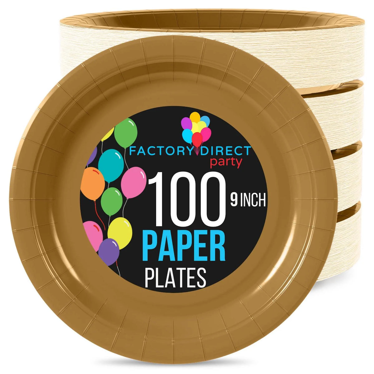 9 In. Gold Paper Plates | 100 Count