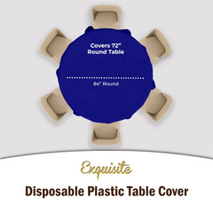 Premium Round Navy Blue Plastic Table Covers | 12 Pack