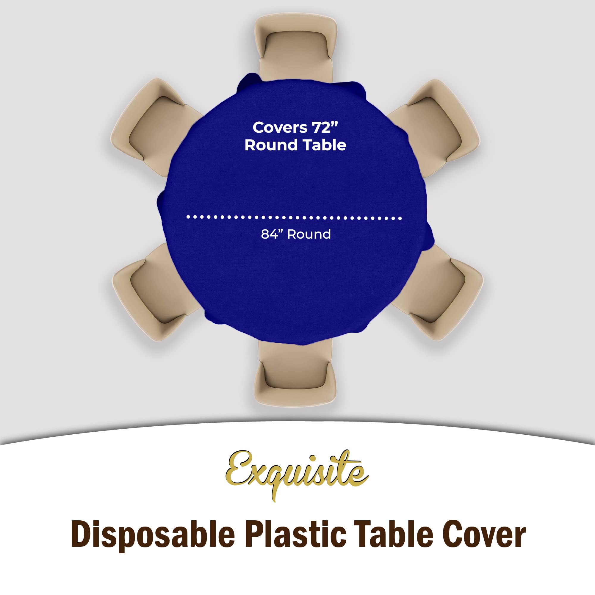 Premium Round Navy Blue Plastic Table Covers | 6 Pack