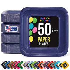 7 In. Navy Square Paper Plates - 50 Ct.