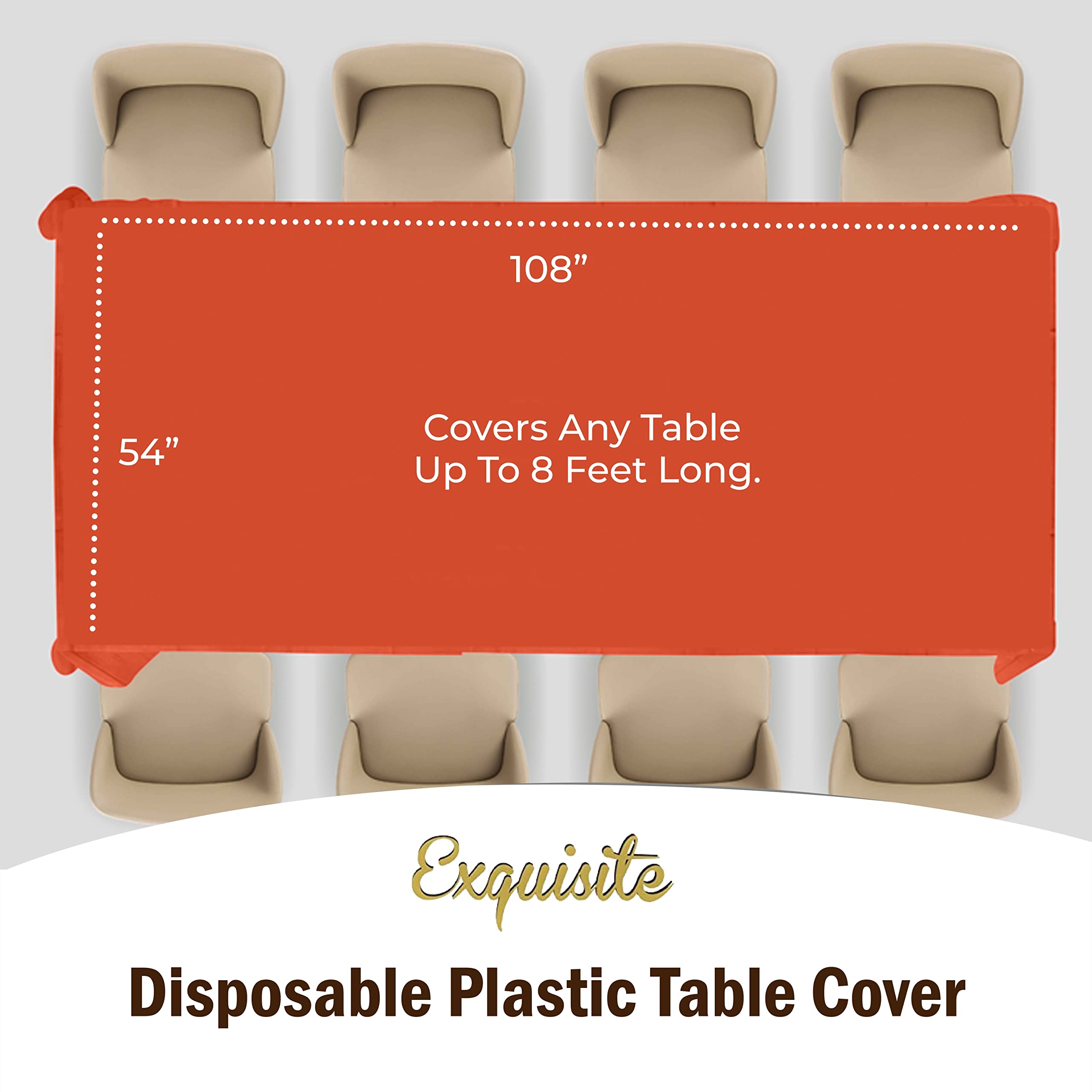 Premium Orange Plastic Table Cover | 96 Count