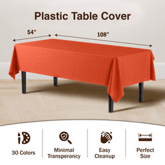 Orange Plastic Table Covers | 12 Pack