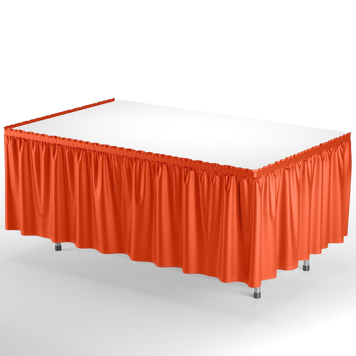 Orange Plastic Table Skirt | 6 Pack