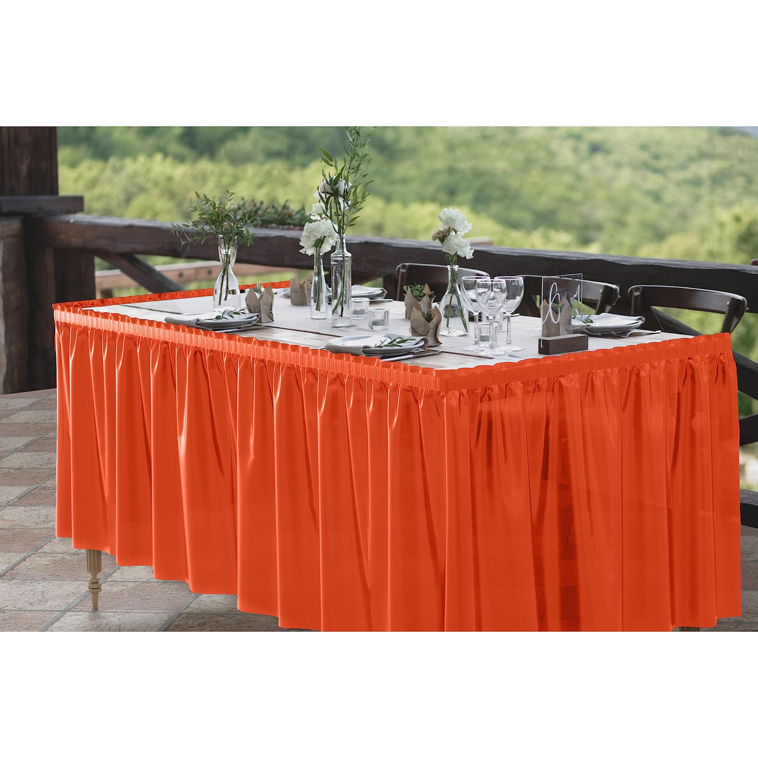 Orange Plastic Table Skirt | Case of 48