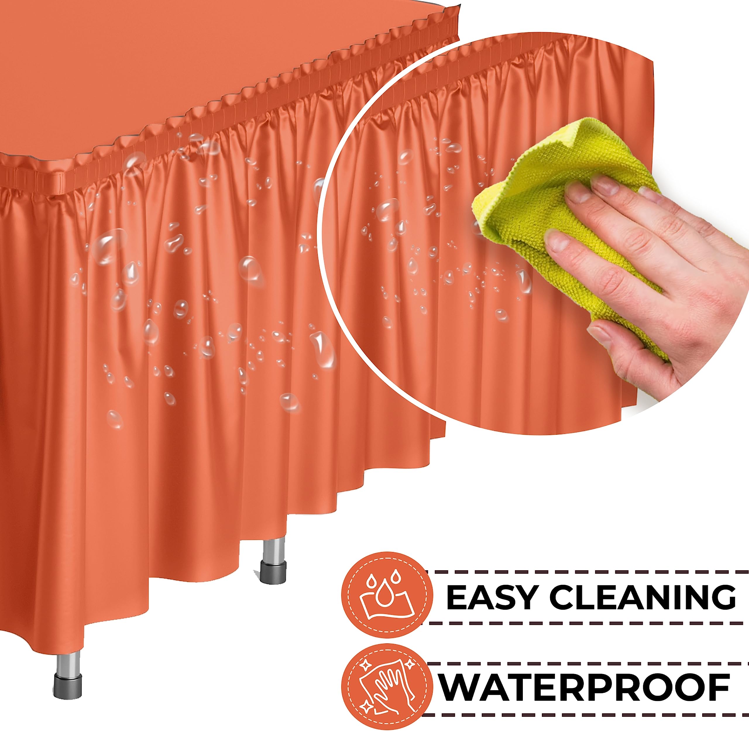 Orange Plastic Table Skirt | Case of 48