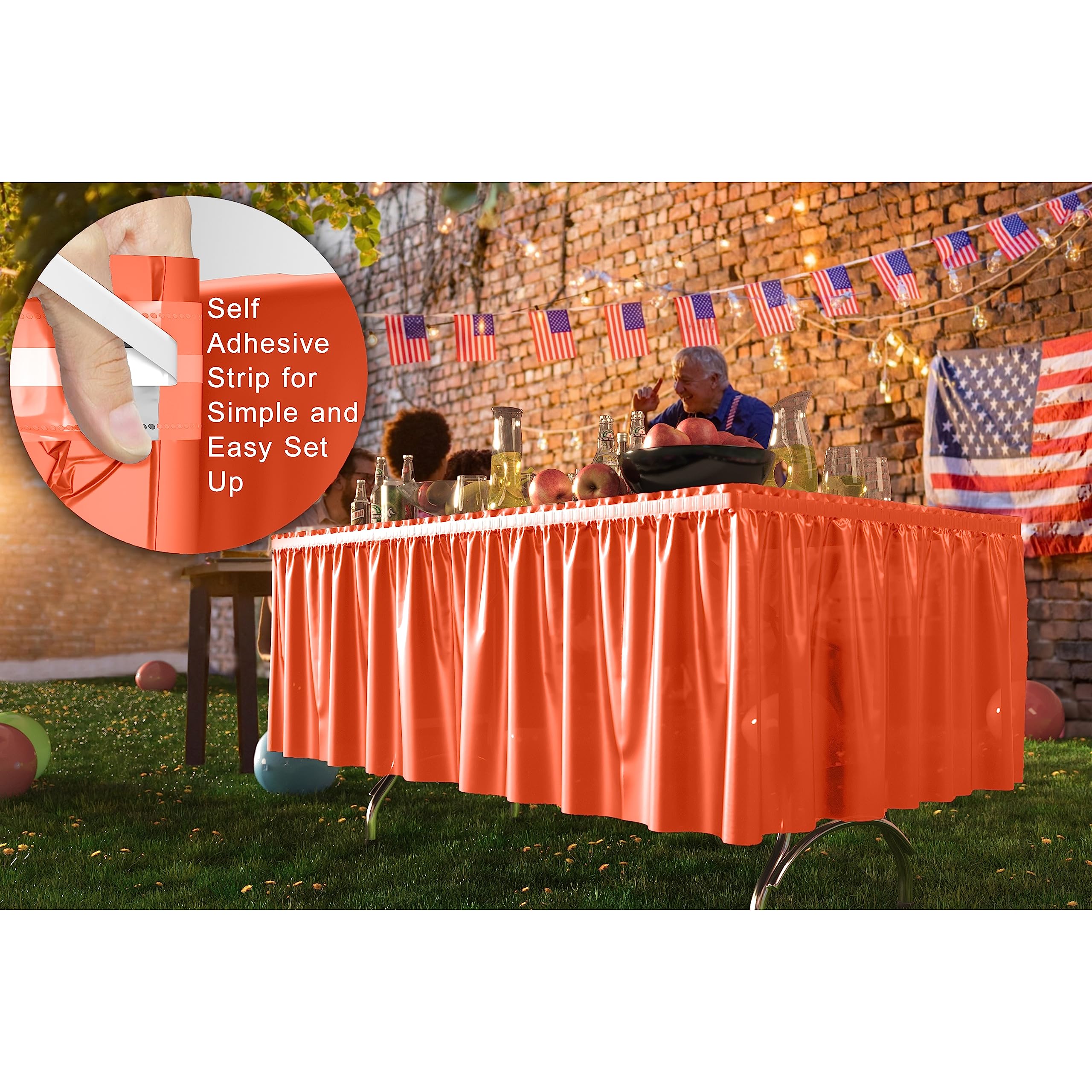 Orange Plastic Table Skirt | Case of 48