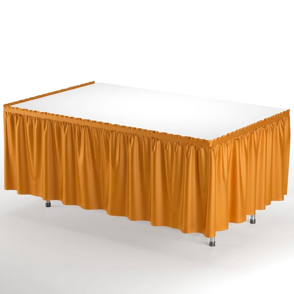 Orange Plastic Table Skirt | 14 ft. x 29 in.