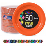 7 in. Orange Paper Plates | 50 Ct.