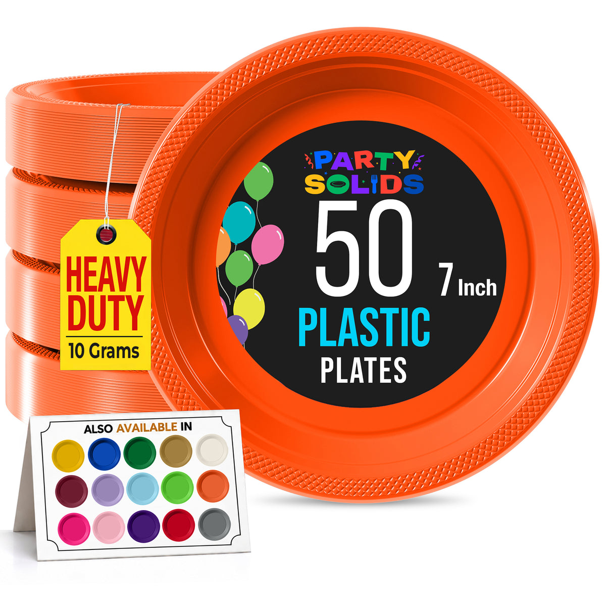 7 in. Orange Plastic Plates | 50 Count