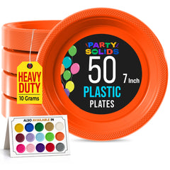 7 in. Orange Plastic Plates | 50 Count
