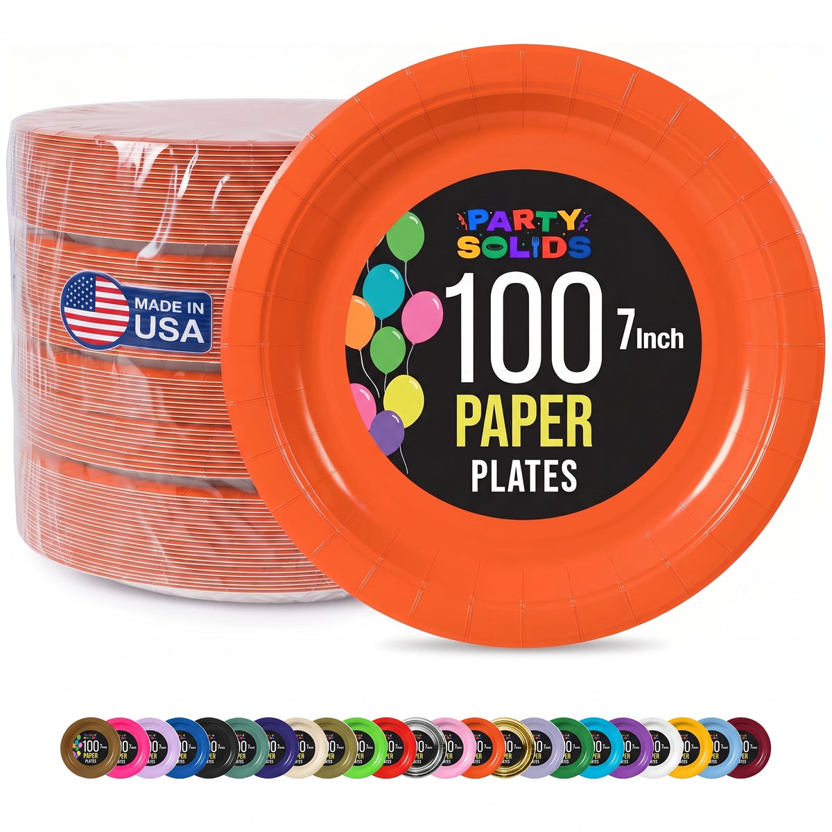 7 in. Orange Paper Plates | 100 Count