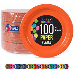 7 in. Orange Paper Plates | 100 Count