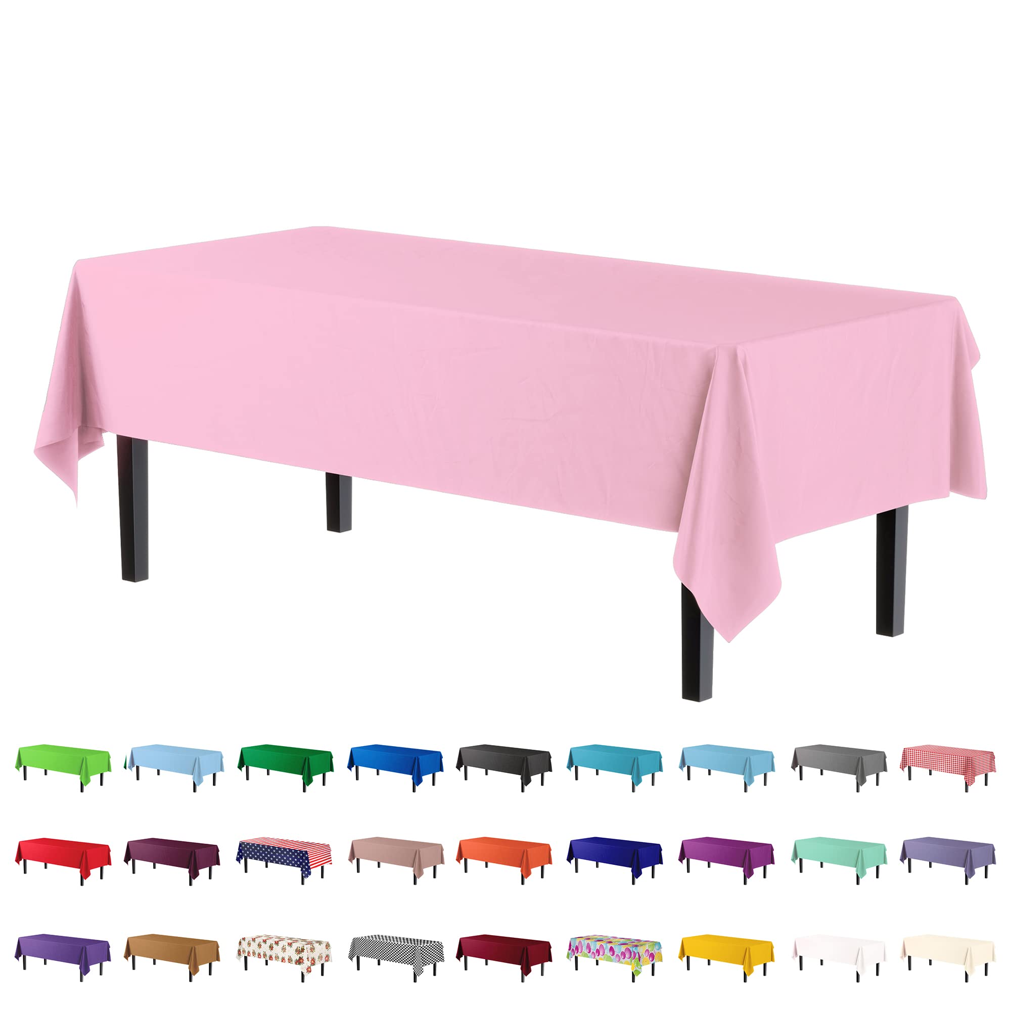 Pink Plastic Table Covers | 12 Pack