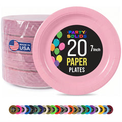 7 In. Pink Paper Plates - 20 Ct.