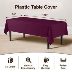 Plum Plastic Table Covers | 6 Pack