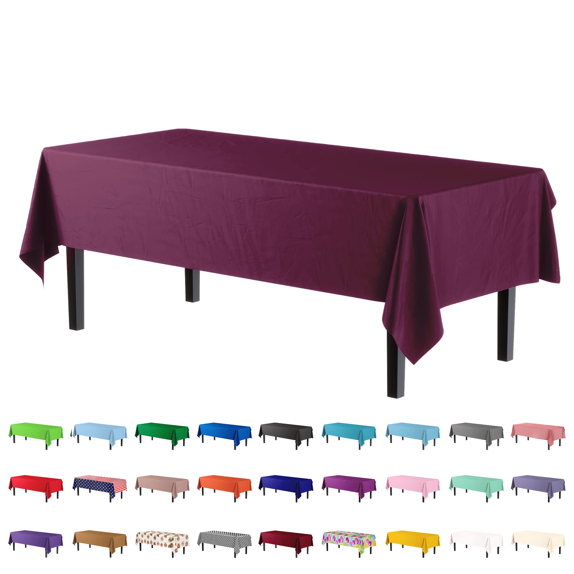 Plum Plastic Table Covers | 6 Pack