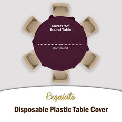 Plum Round Plastic Table Cover | Case of 48