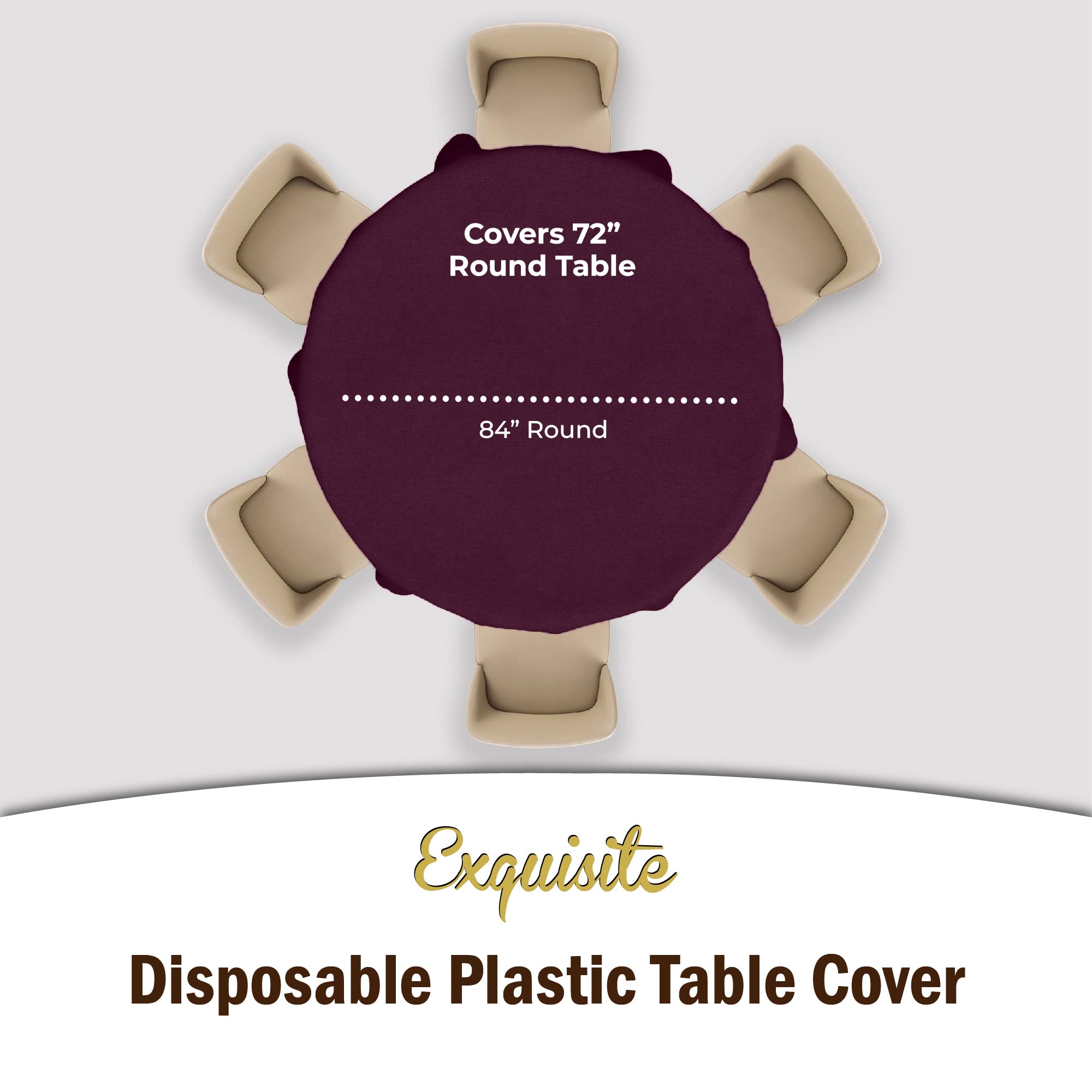 Round Plum Plastic Table Covers | 6 Pack