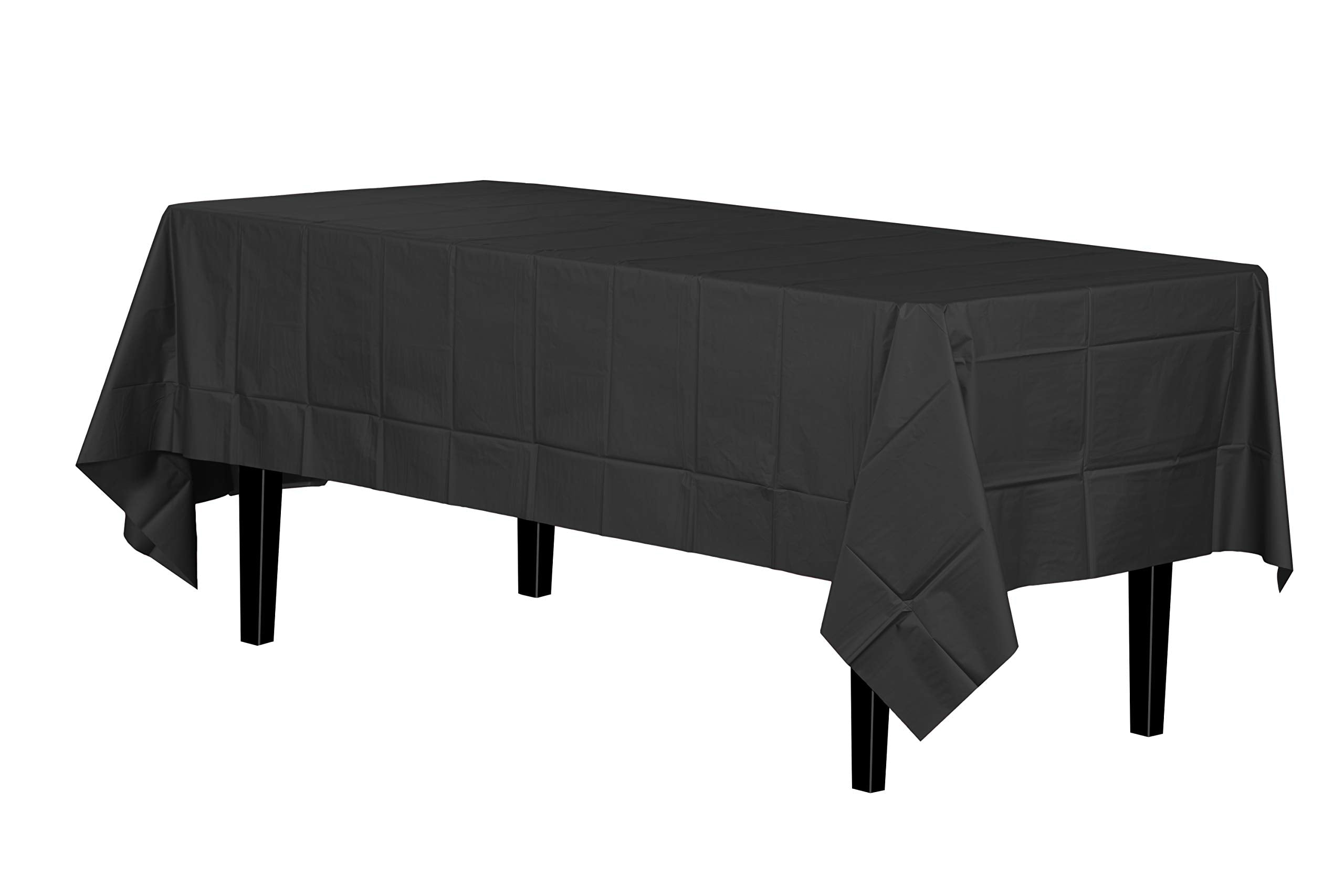 Premium Black Plastic Table Covers | 12 Count