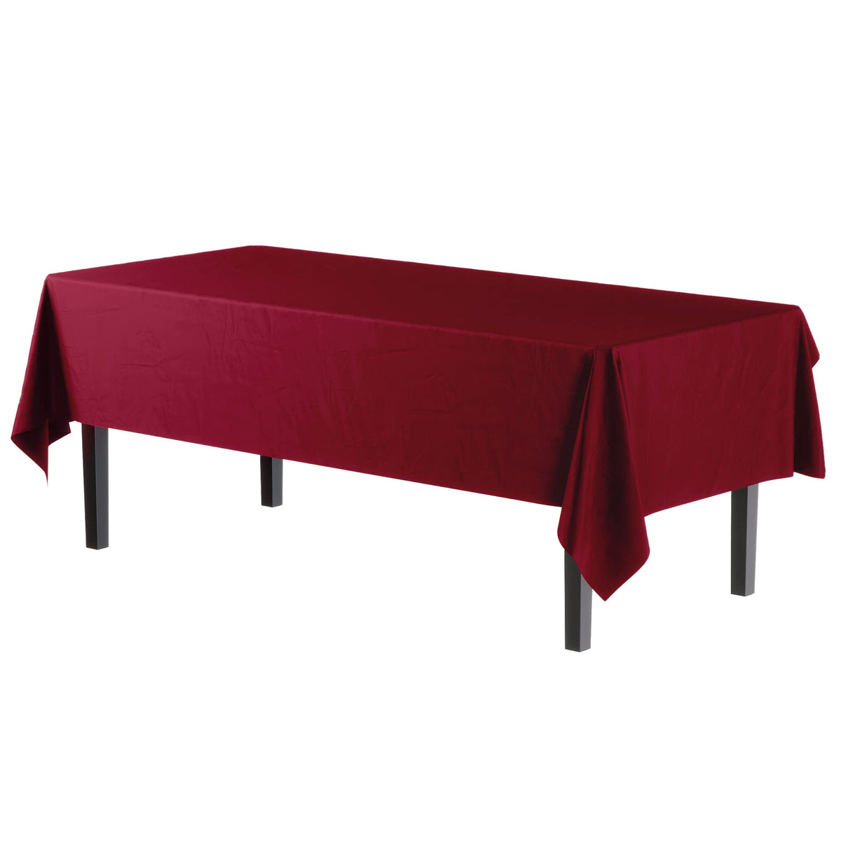 Premium Burgundy Plastic Table Cover | 96 Count