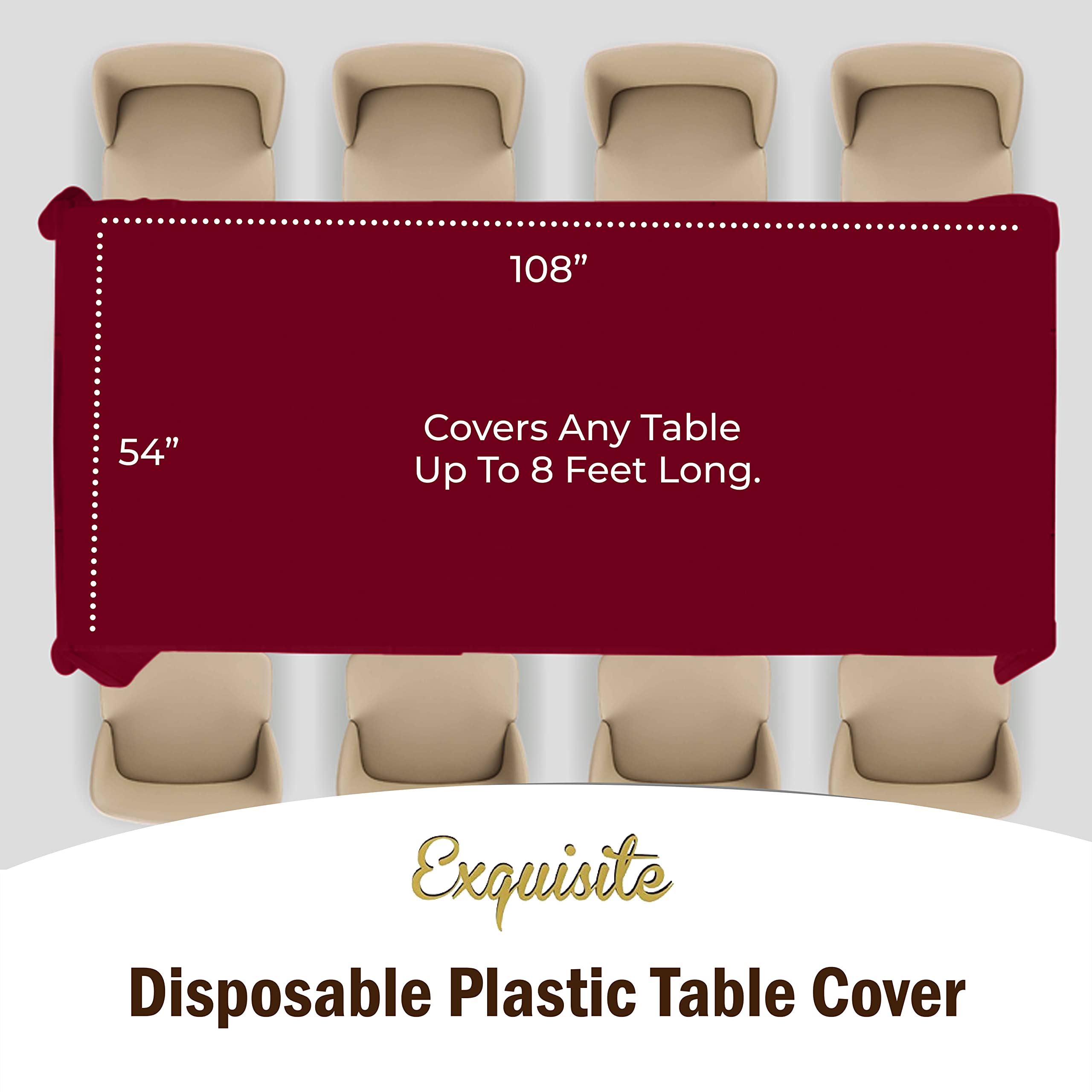 Premium Burgundy Plastic Table Covers | 6 Pack