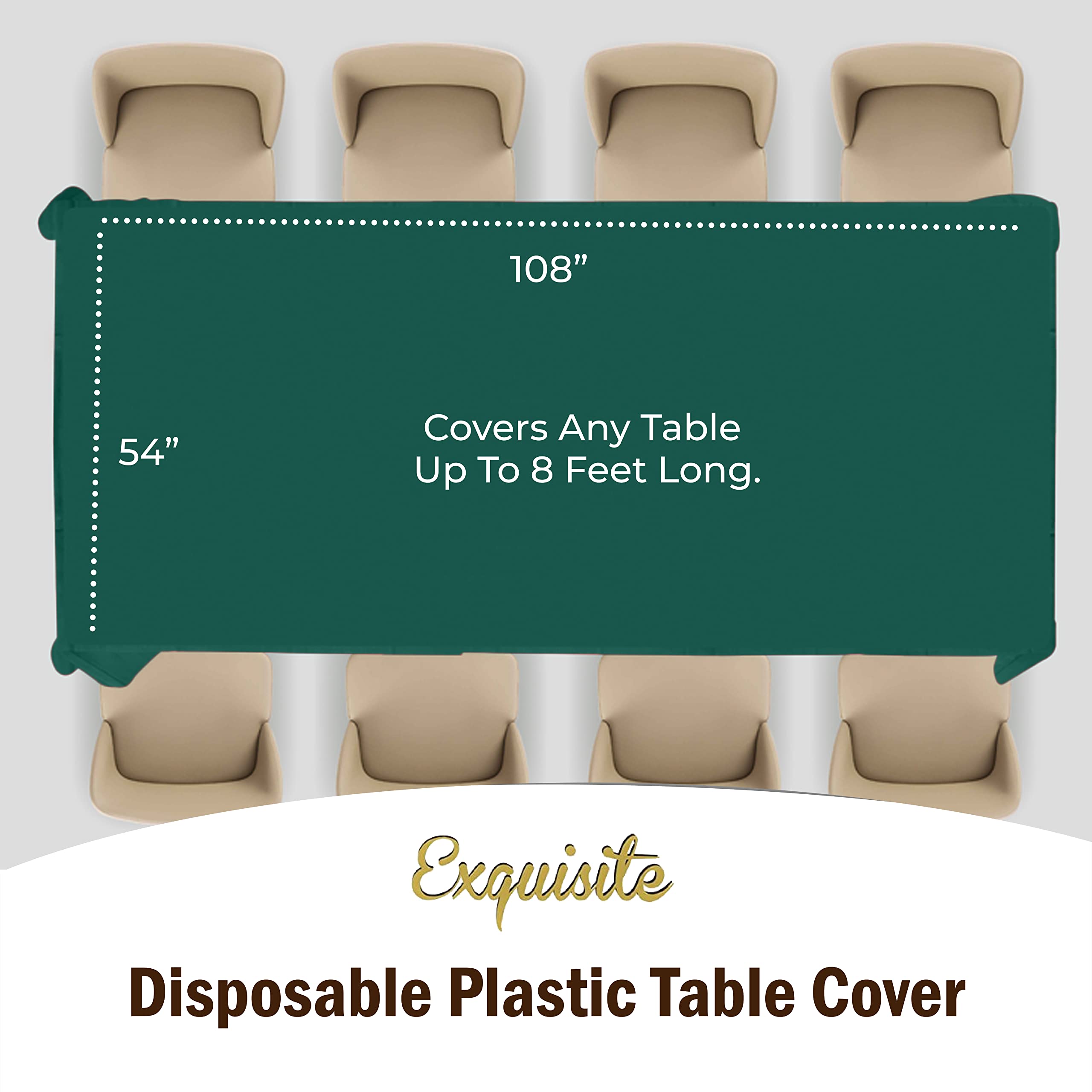 Premium Dark Green Plastic Table Covers | 6 Pack