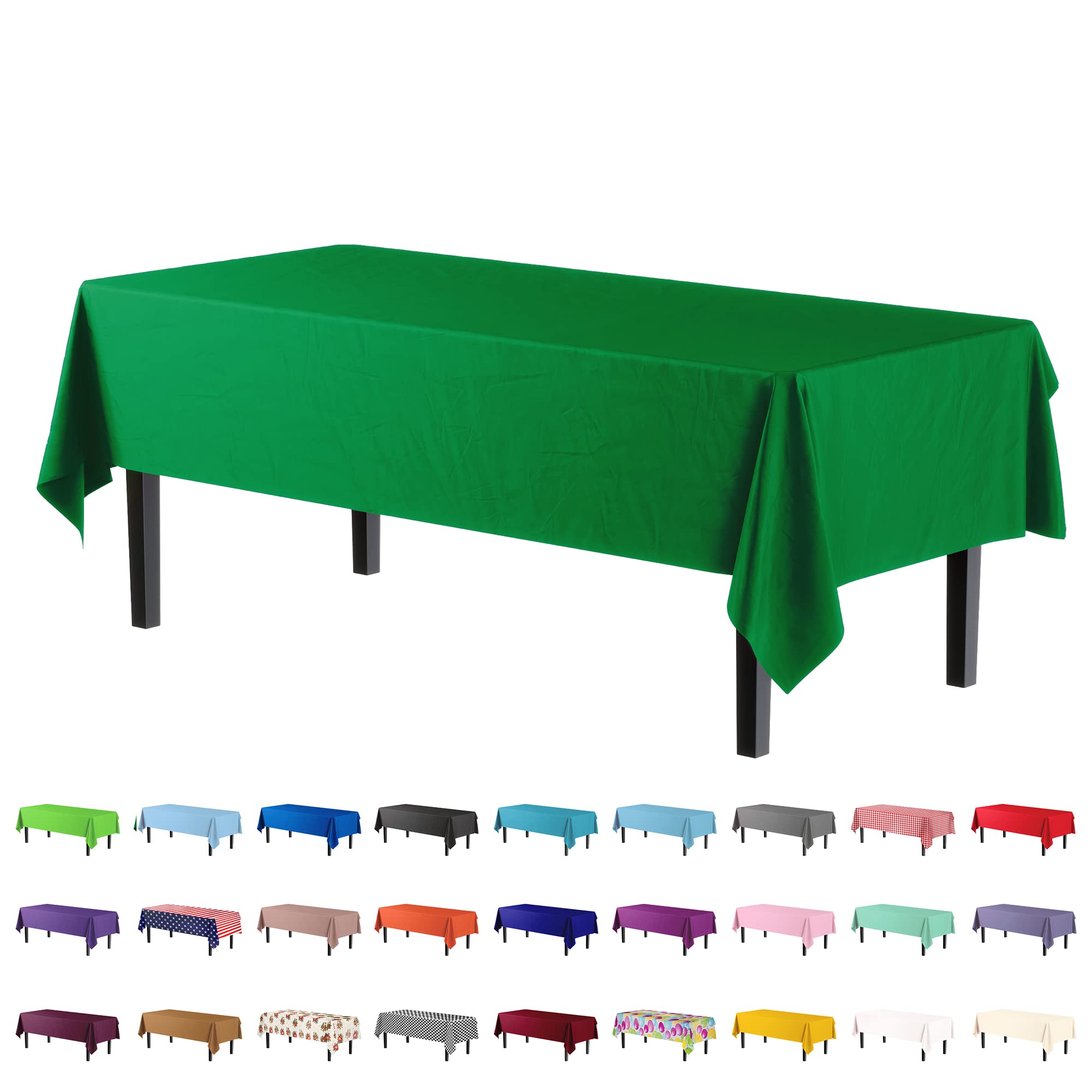 Premium Emerald Green Plastic Table Covers | 12 Pack