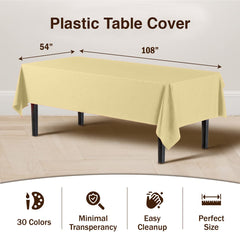 Premium Light Yellow Plastic Table Covers | 6 Pack