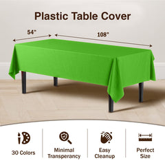 Lime Green Plastic Table Covers | 6 Pack