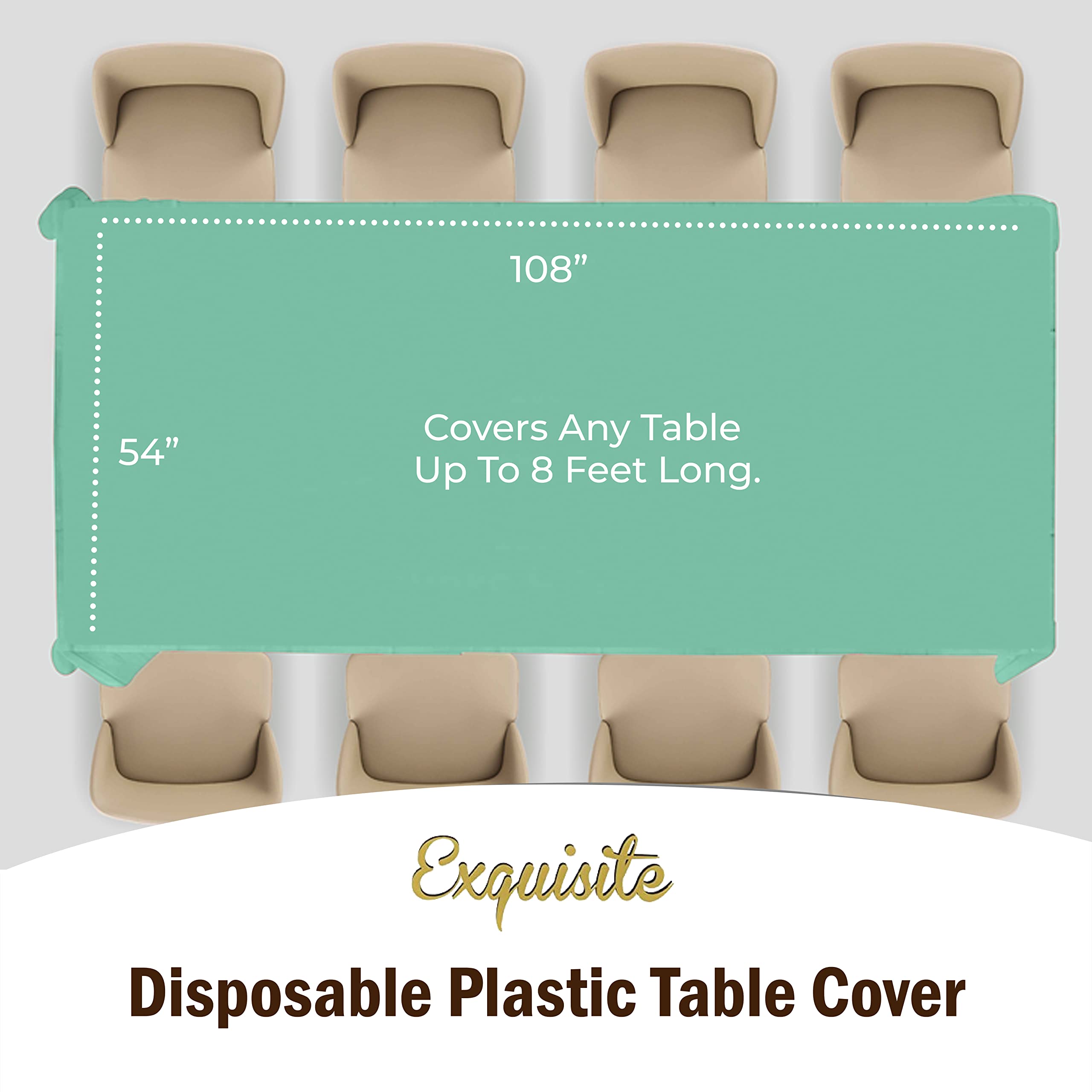 Premium Mint Plastic Table Covers | 6 Pack