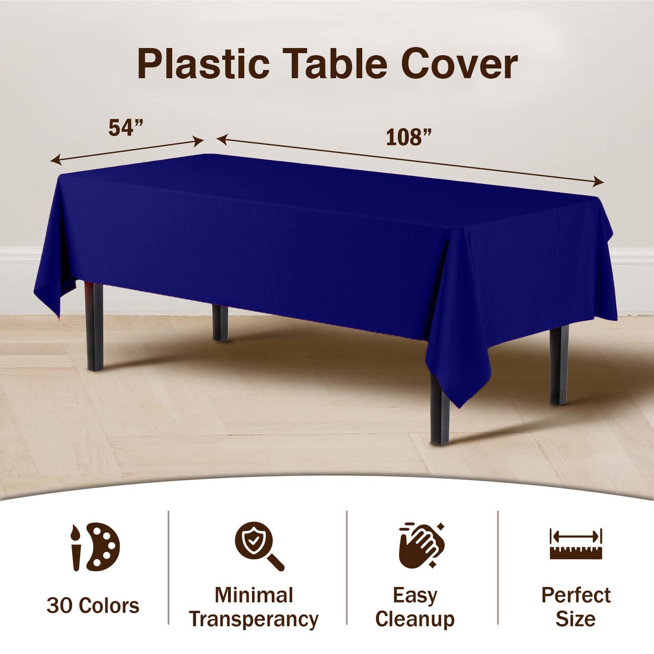 Navy Blue Plastic Table Covers | 6 Pack