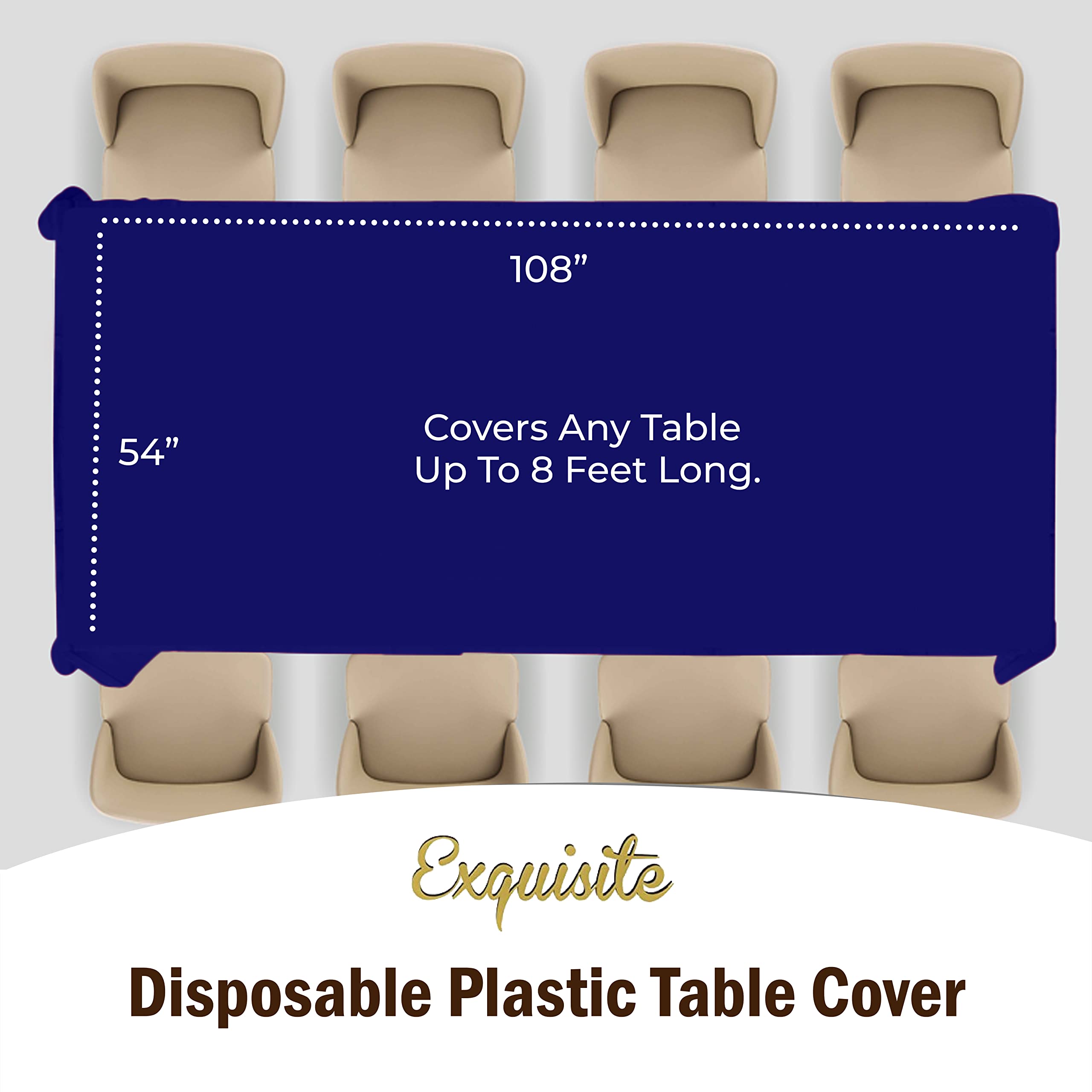 Premium Navy Blue Plastic Table Covers | 12 Pack