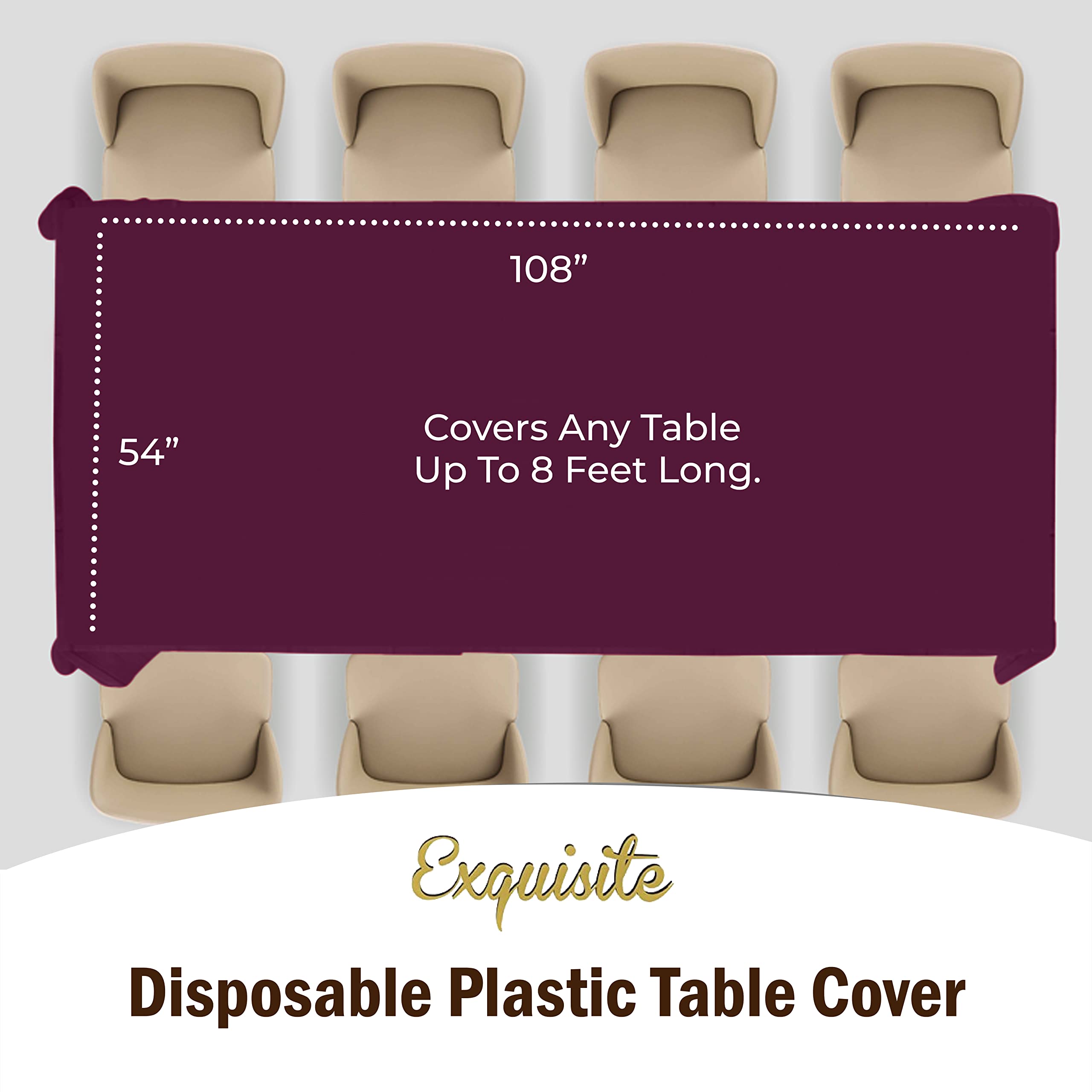 Premium Plum Plastic Table Covers | 12 Pack