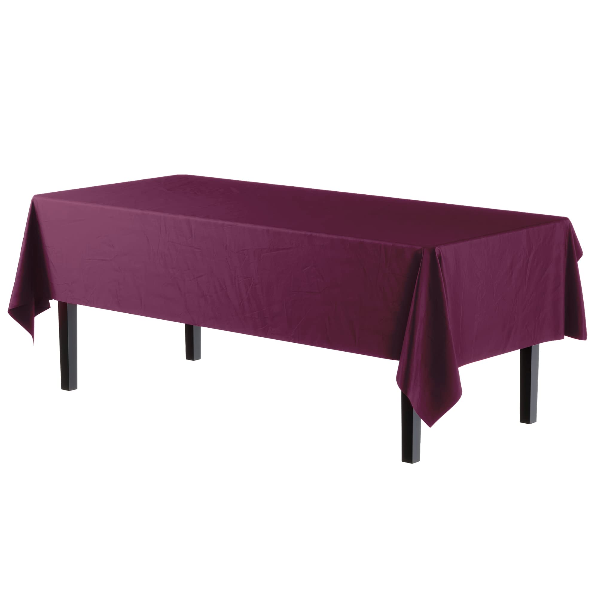 Premium Plum Plastic Table Covers | 6 Pack