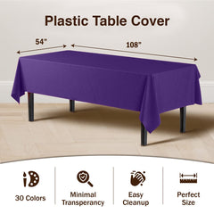 Premium Purple Plastic Table Covers | 12 Pack