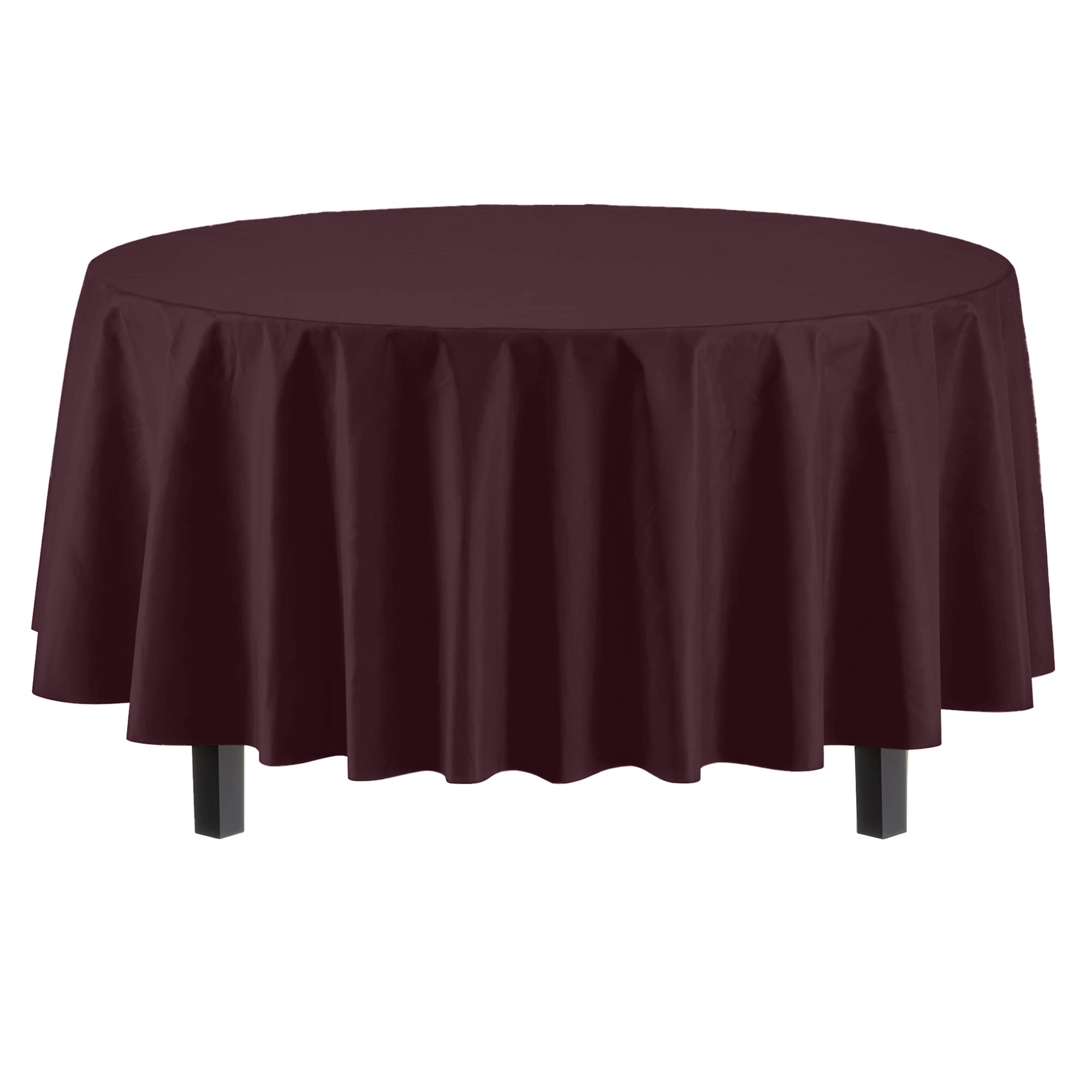 Premium Round Brown Plastic Table Covers | 12 Pack