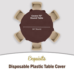 Premium Round Brown Plastic Table Covers | 12 Pack