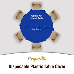 Premium Round Dark Blue Plastic Table Cover | Case of 96