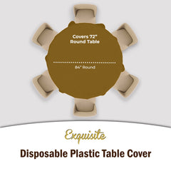 Premium Round Gold Plastic Table Covers | 12 Pack